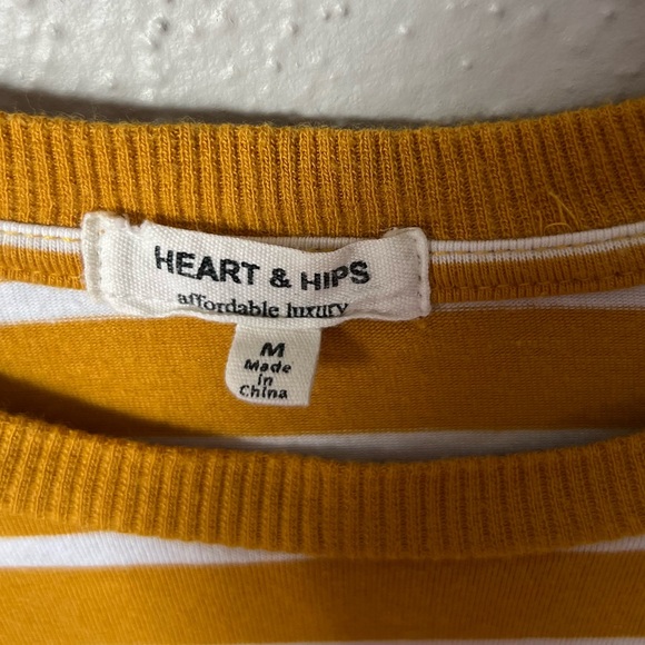 Striped yellow and white crop tie long sleeve size M - Picture 3 of 5